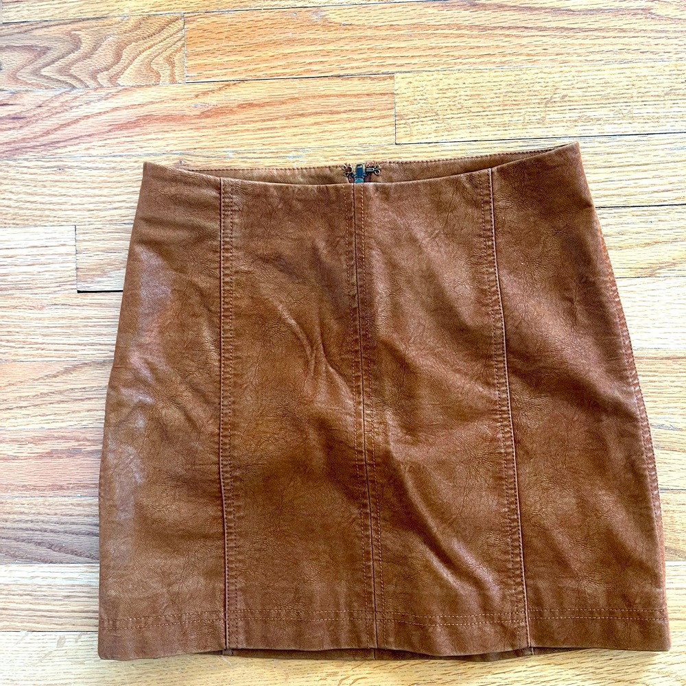 Free people brown fake leather skirt size 4